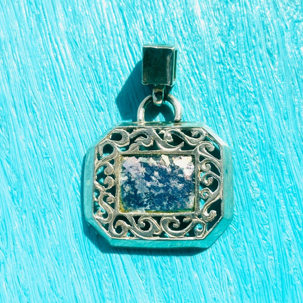 Roman Glass Sterling Silver Pendant